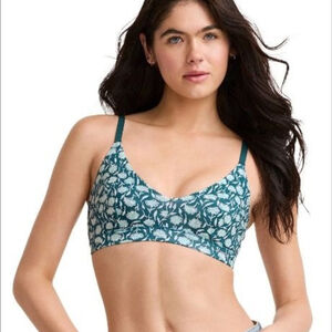 Jockey Organic Cotton Triangle Bralette Floral Green M